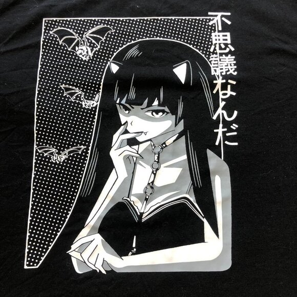 ROMWE Anime Oversized Black T-Shirt Unisex Size Medium - Picture 2 of 8